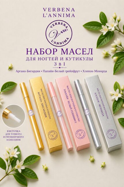 купить набор масле для ногтей и кутикулы с кисточкой в подарочной упаковке от Verbena L'annima